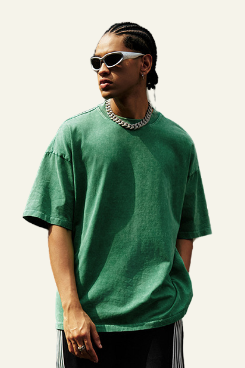 Men's Cotton Streetwear Vintage Washed T-shirt