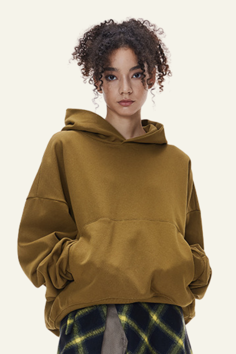 Women's Streetwear Short Loose-fitting Drop Shoulders Hoodie