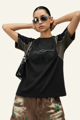 Women's Streetwear Color Block Printed T-shirt