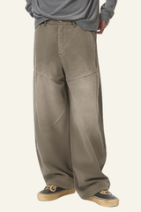 Men's Washed  Vintage Fleece-Lined Casual Pants.