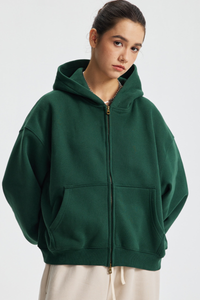Women's Streetwear Two-Way Zipper Hooded Jacket
