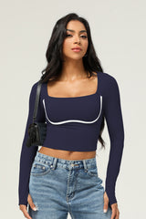 Cropped long-sleeved sports top