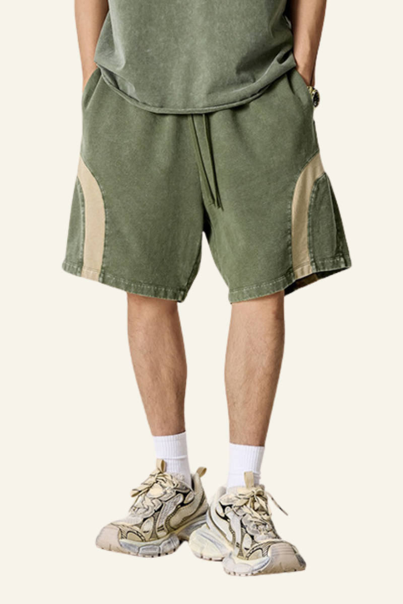 Men's Cotton Streetwear Color Block Shorts.