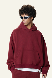 Men's Fleece-Lined Thick Washed Distressed Hoodie.