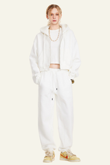 Women's Sports Set:Hooded Jacket And Cuffed Sweatpants