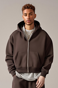 Men's Streetwear Cropped Minimalist Hooded Jacket