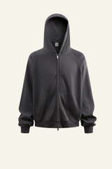 Men's  Streetwear Vintage Washed Full Zipper Hooded Jacket.