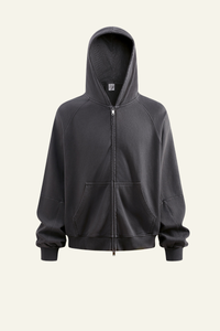 Men's  Streetwear Vintage Washed Full Zipper Hooded Jacket.