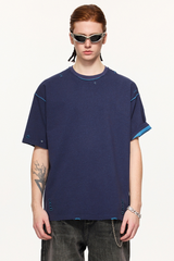 Men's Summer 240g Cotton Reversible Distressed Loose Tee