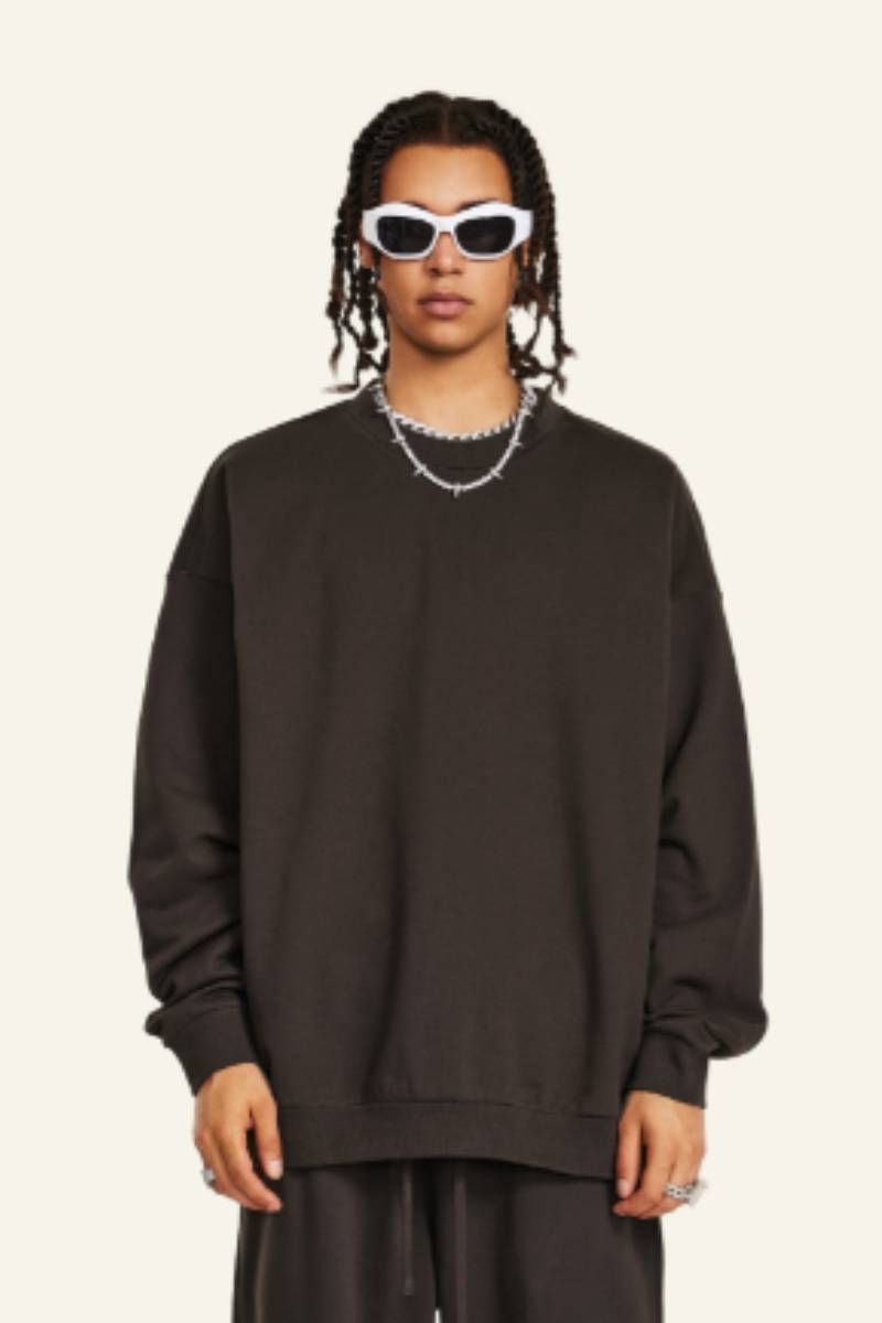 Men's Solid Color Athletic Wear Crewneck Pullover
