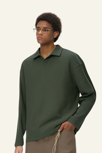 Men's Waffle-patterned Polo Collar Sweatshirts