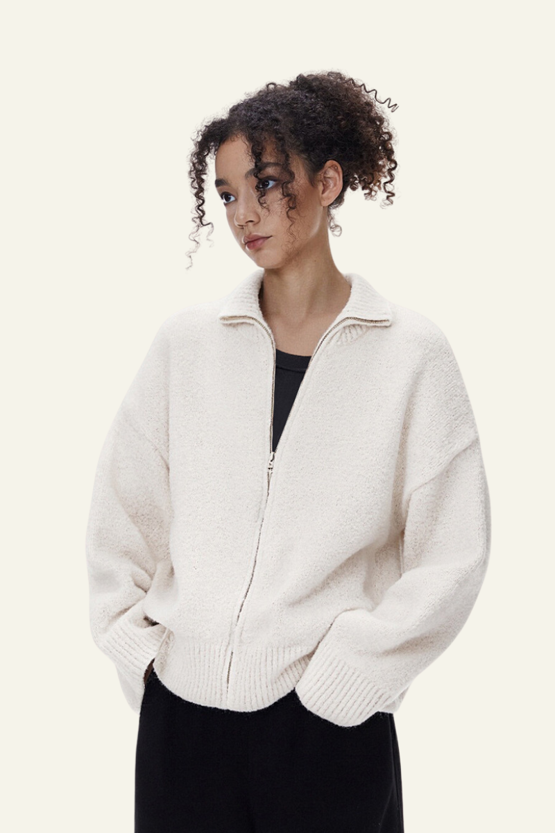 Women's Streetwear Old Money Stand-collar Sweater Jacket
