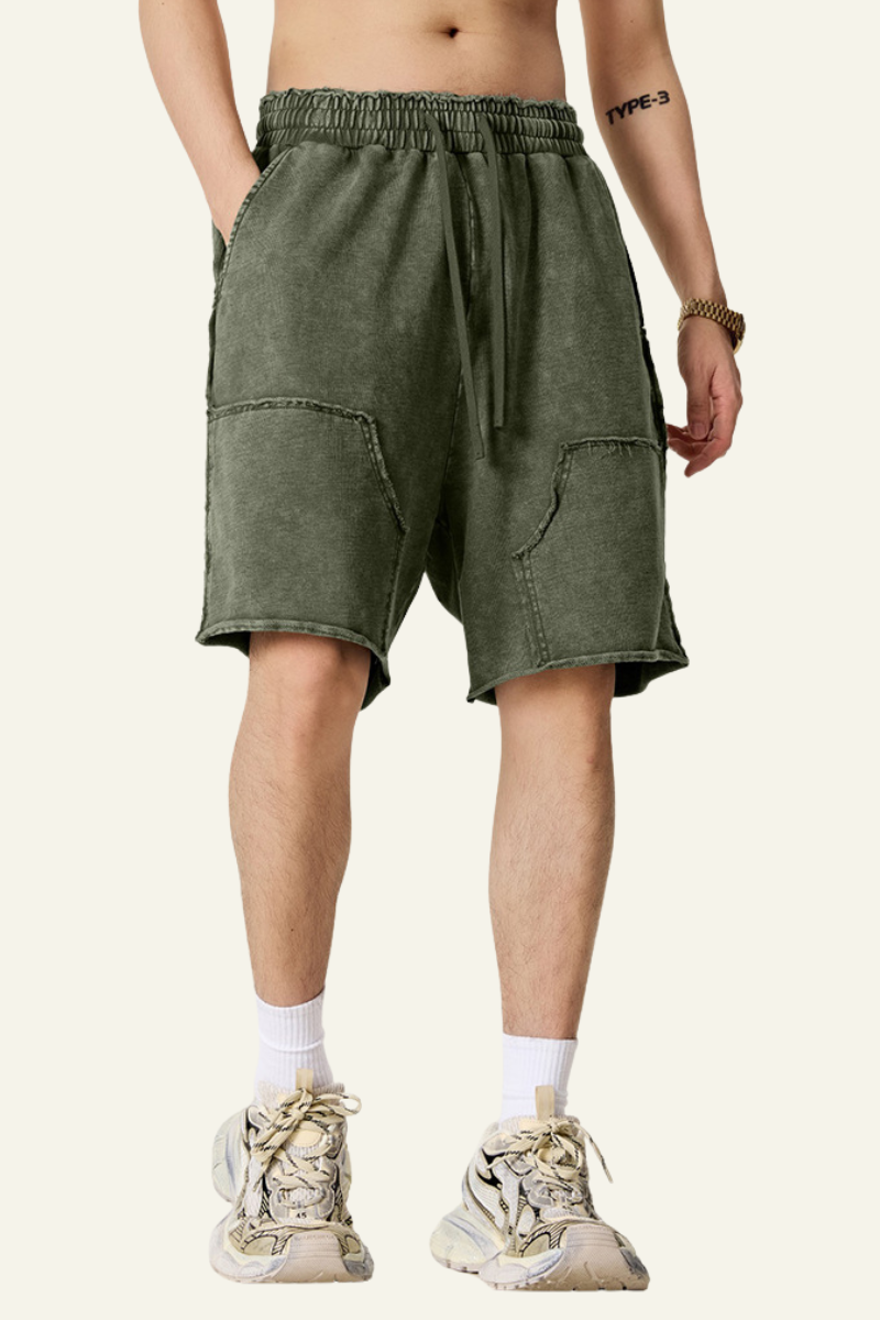 Men's Cotton Streetwear Vintage Tie-Dye Patchwork Shorts