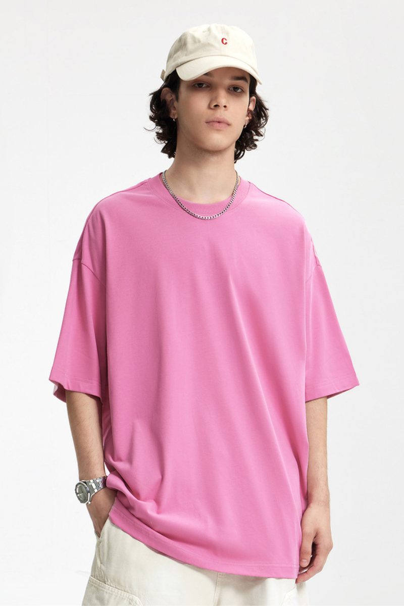 Men's Spring Summer 260g Solid Crewneck Oversized Tee
