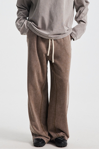 Men's Cotton Vintage-Distressed Raw-Edge Patchwork Pants