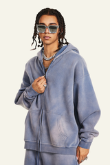 Men's Streetwear Fleece-lined Full Zipper Hooded Jacket