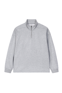 Women's Summer 450g Half Zip Raw Edge StandCollar Sweatshirt