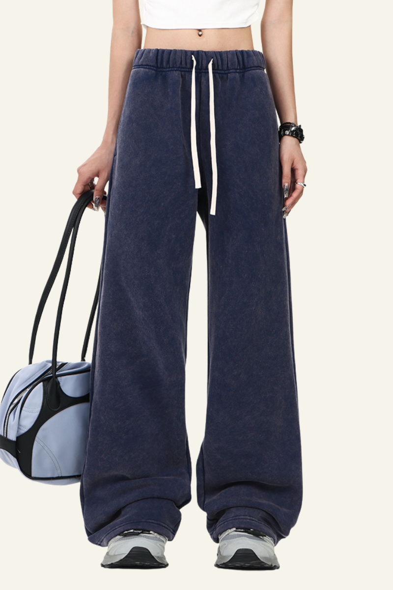 Women's Treated Washed Distressed Casual Pants.
