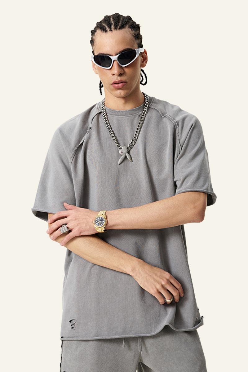 Men's Washed Wax-Dyed Cotton T-shirt.