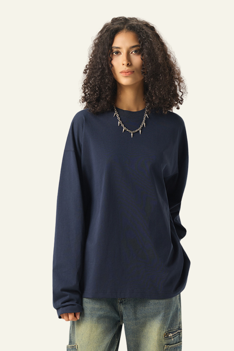 Women's Cotton Relaxed Long-Sleeved T-shirt