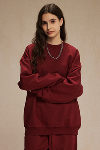 Women's Streetwear Relaxed Drop-Shoulder Solid Pullover
