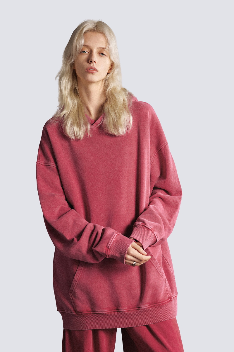 Women's 420g Heavy Cotton Washed Distressed Hoodie