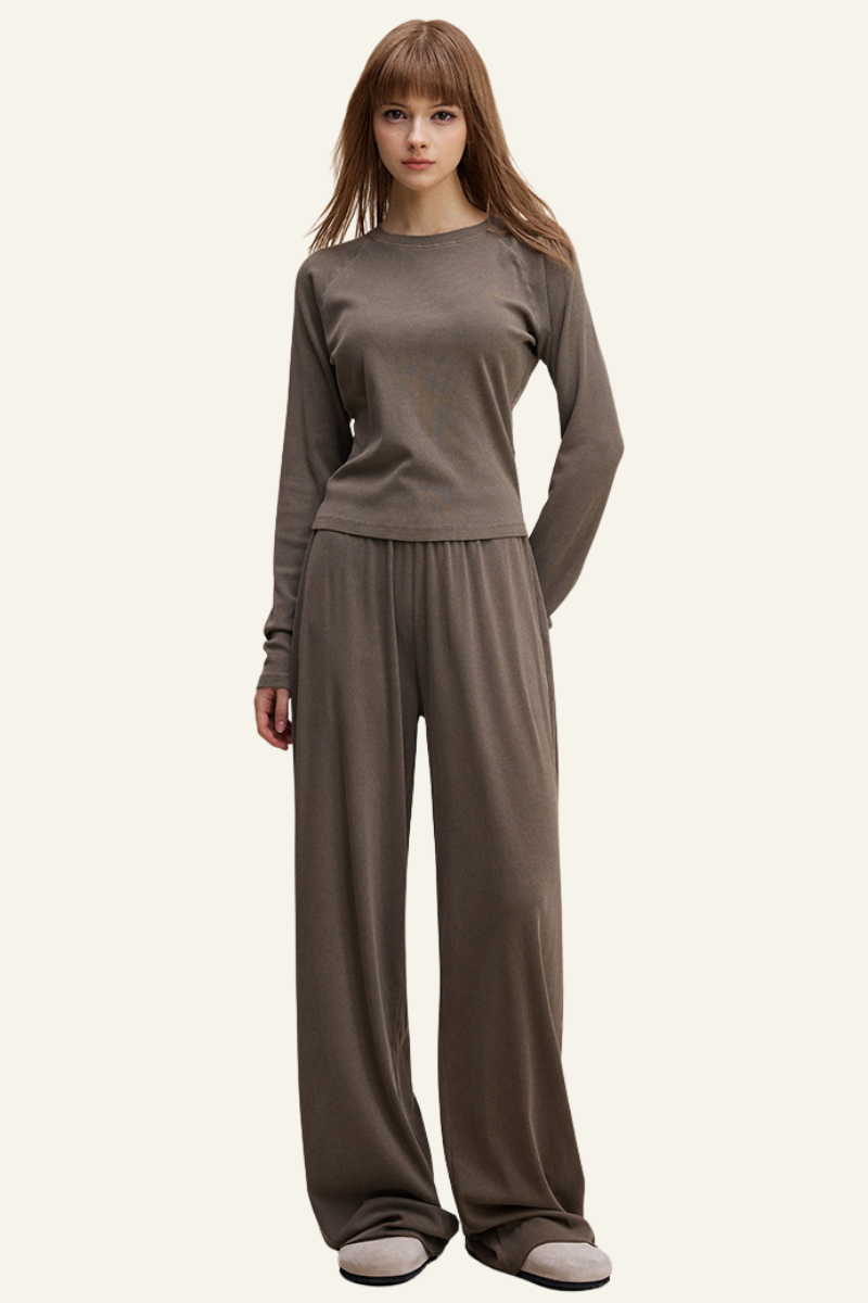 Women's Set:Long Sleeves T-shirt & Casual Pants