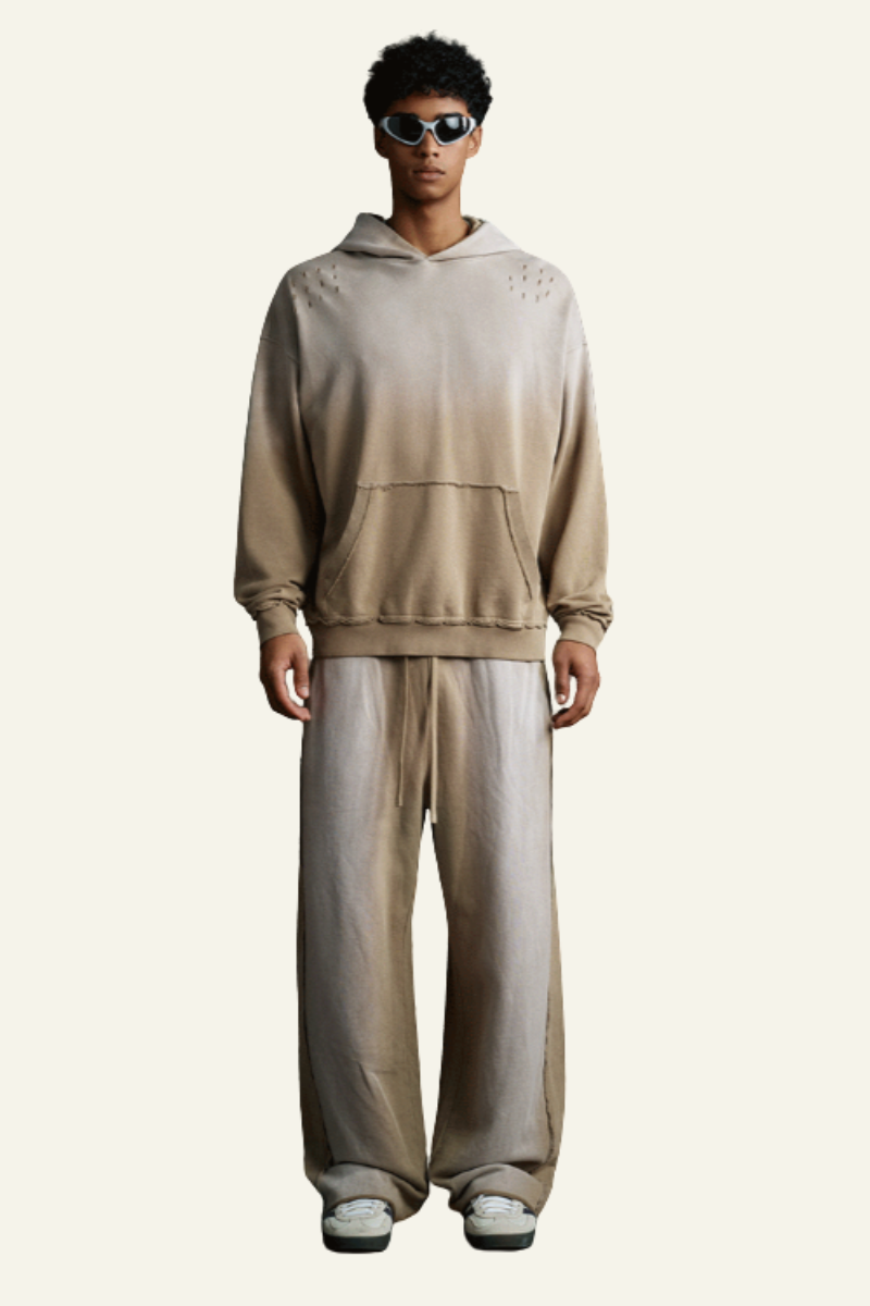 Men's Cotton Gradient Color Set:Hoodie And Casual Pants