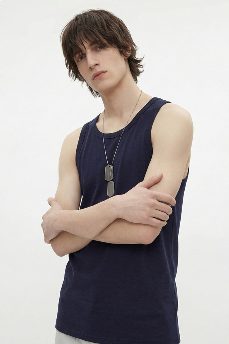 Men's 300g Heavy Raw Edge Earth Tone Moisture Wicking Tank