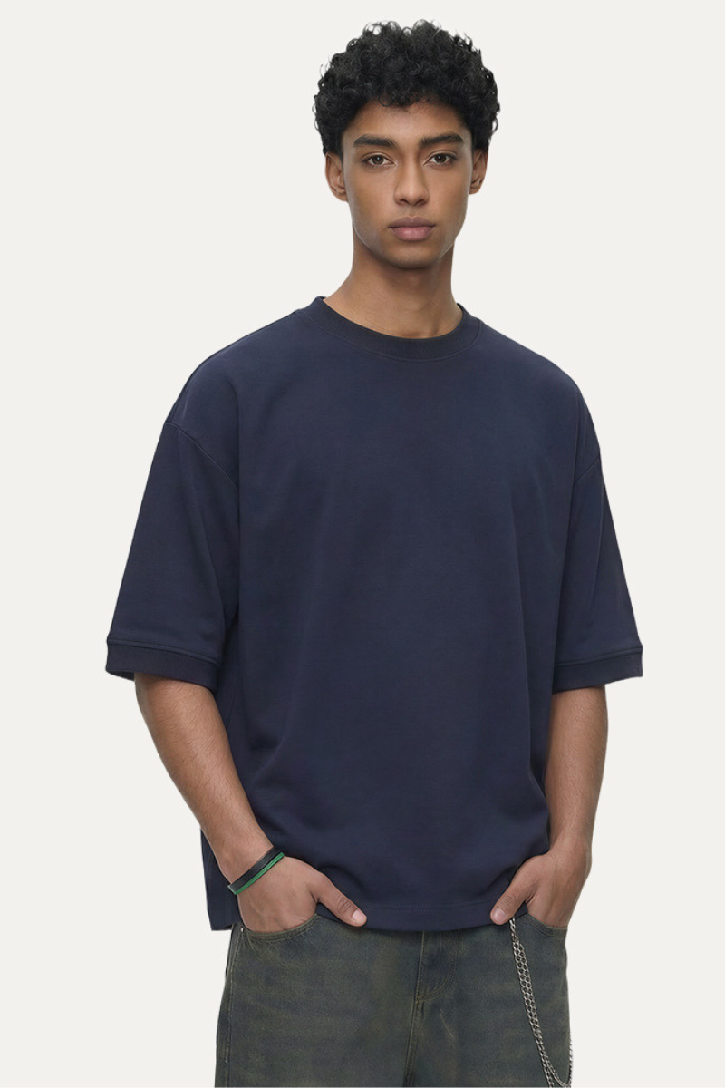 Men's 280g Cropped Oversized Crewneck Terry Cuff Vintage Tee
