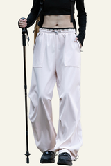 Women's Water-Resistant Breathable Pleated Light-Fleece Cargo Pants