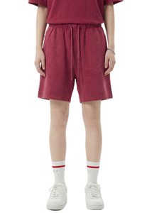 Unisex Spring Summer 360g Cotton Washed Drawstring Shorts