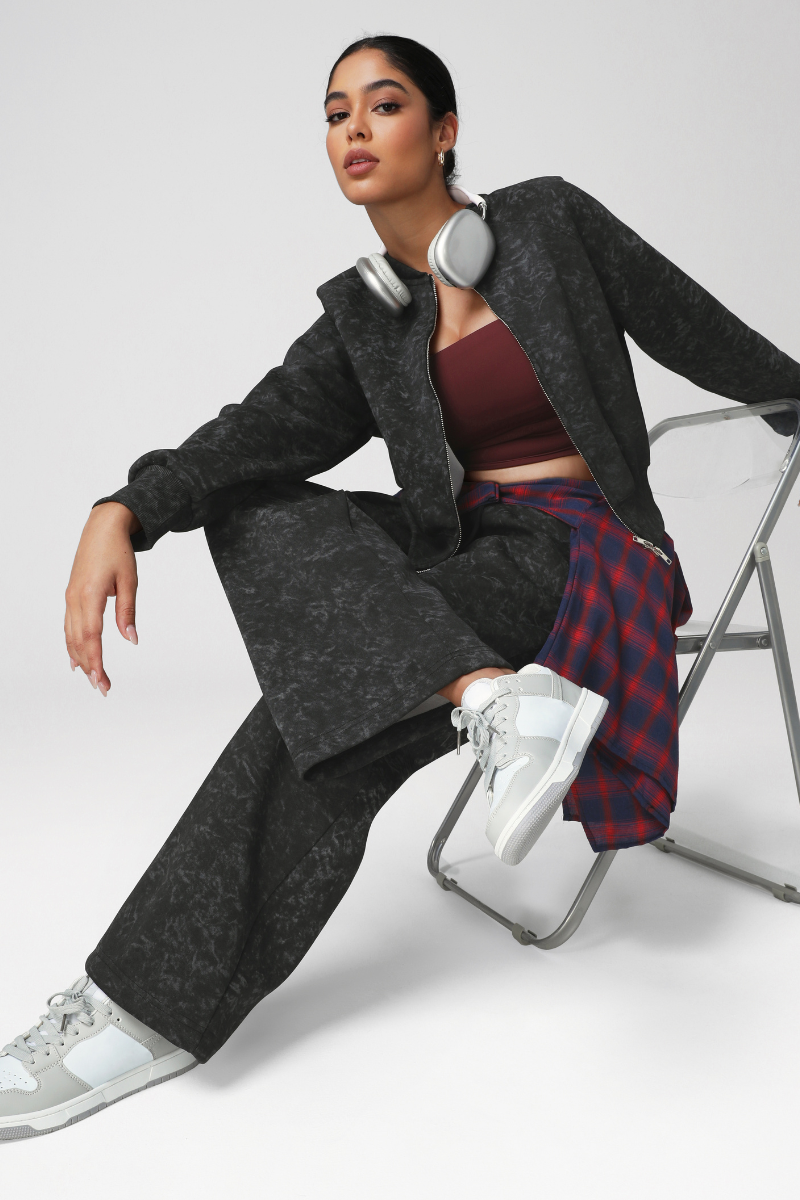 Women's print coat casual pants two-piece set