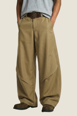 Men's 3D Curved Double Hem Back Pocket Wide Leg Cargo Pants