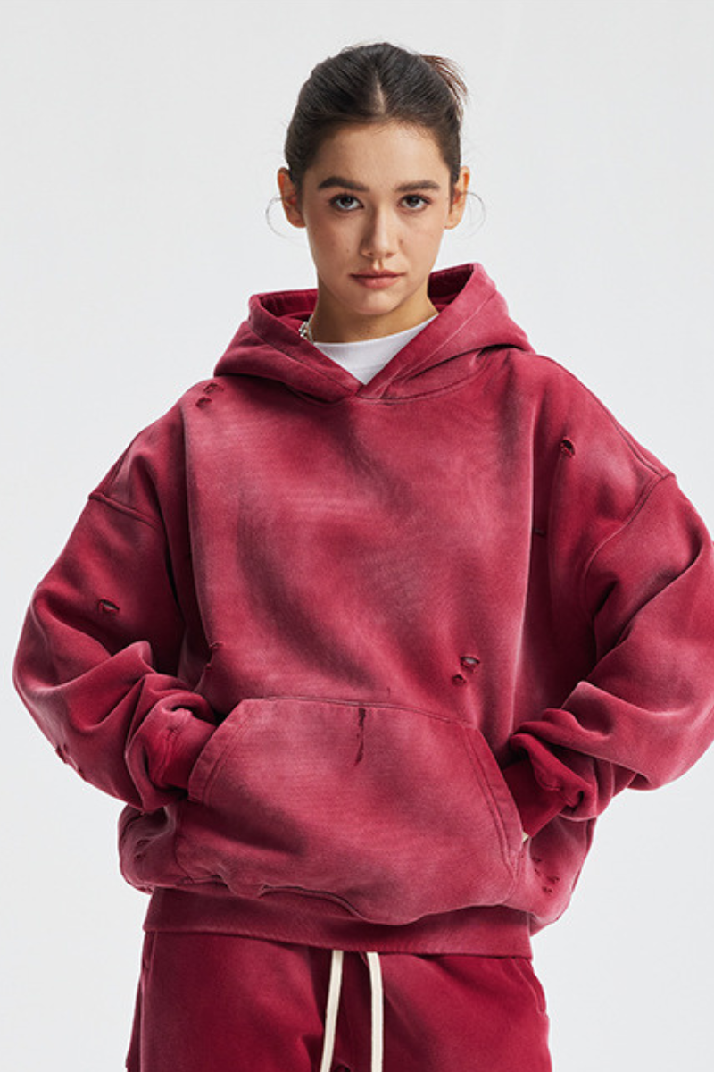Women's Streetwear Washed 360G Heavyweight Cut Hoodie