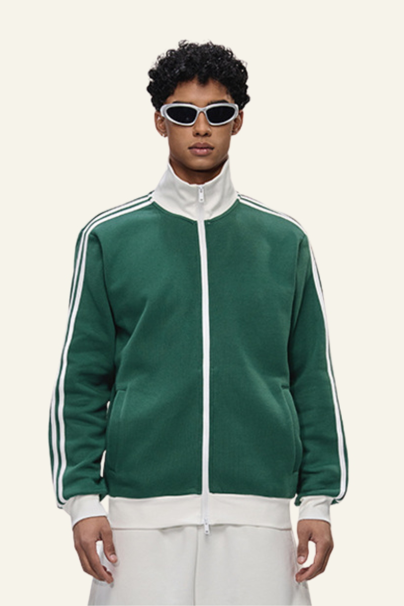 Men's Streetwear Vintage Stand-Collar Side-Striped Jacket