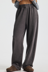 Men's Cotton Streetwear Washed Worn-Out Curved-Blade Pants