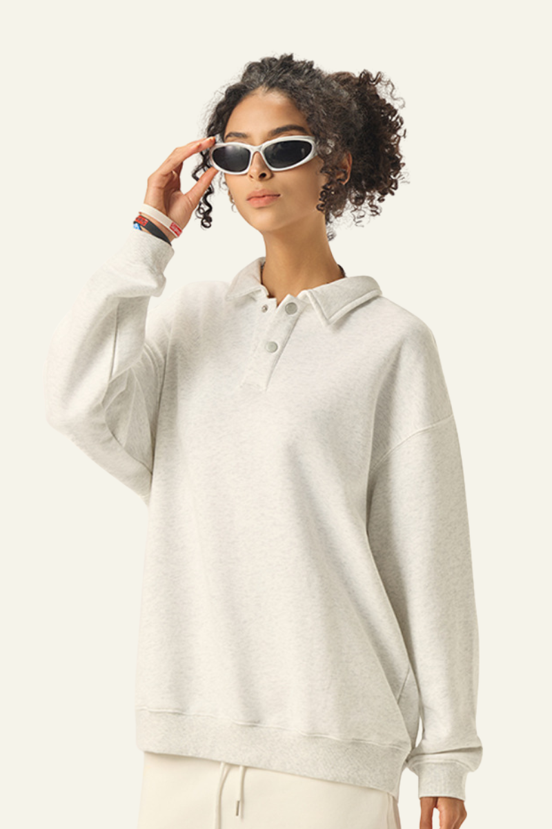Women's Streetwear Polo Collar Relaxed Sweatshirts