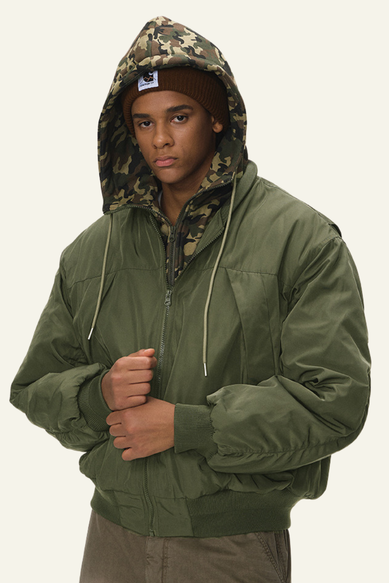 Men's Removable Faux-two-piece Baseball Jacket