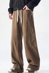 Men's Spring Summer Heavy Cotton Curved Wide Cargo Pants