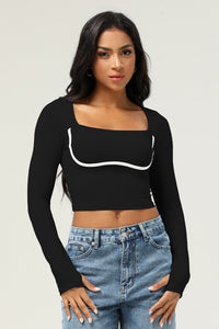 Cropped long-sleeved sports top