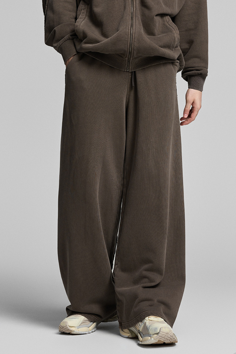 Men's Fall Winter Cotton Webbing Washed Loose Straight Pants