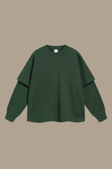Men's Cotton Patchwork Faux Two-Piece Sweatshirt