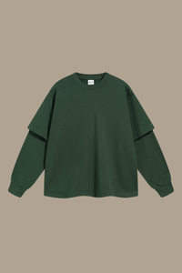 Men's Cotton Patchwork Faux Two-Piece Sweatshirt