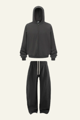 Women's Set:Fleece-lined Zipper Jacket & Curved-blade Pants