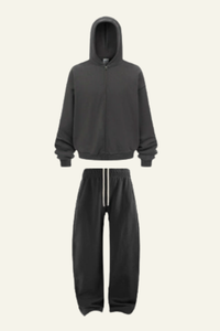 Women's Set:Fleece-lined Zipper Jacket & Curved-blade Pants