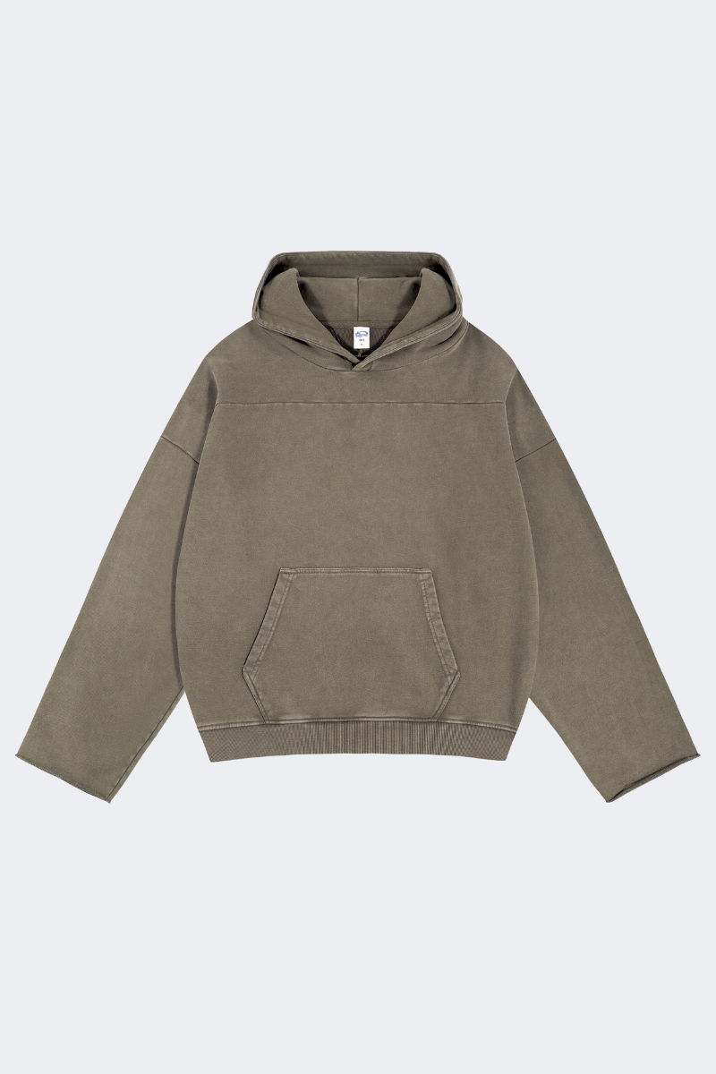 Men's Cotton Streetwear Washed Drop-Shoulder Hoodie