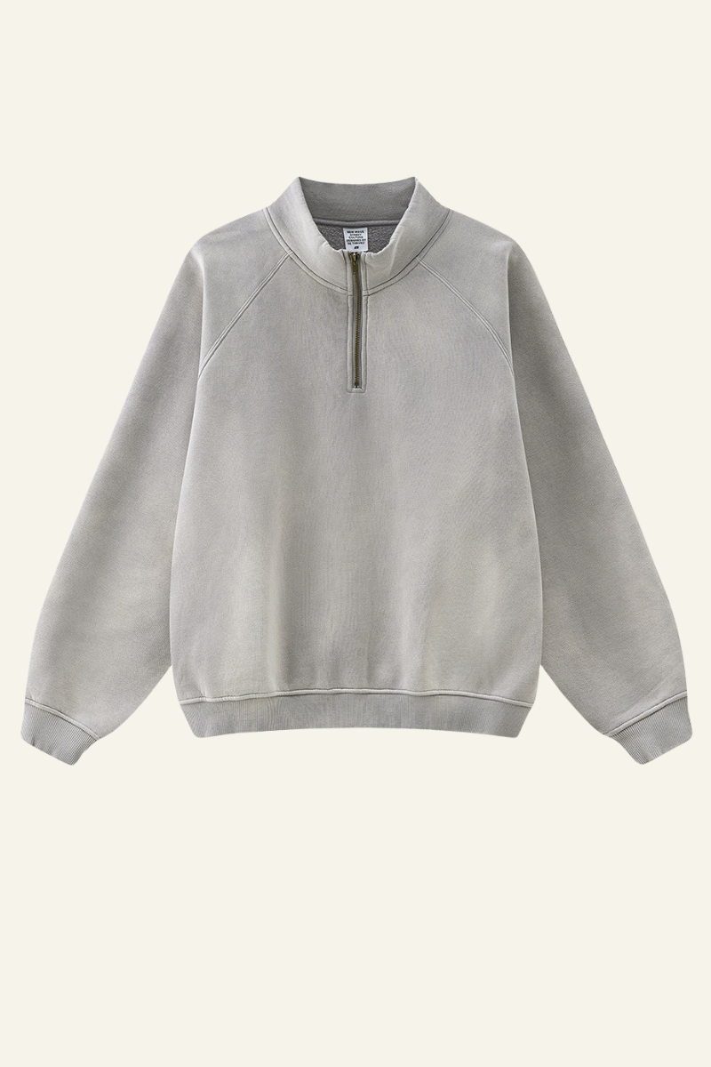 Women's Stand Collar Half Zipper Fleece-Lined Sweatshirt