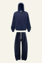 Men's Set:Fleece-lined Zipper Jacket & Curved-blade Pants