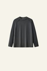 Men's  Streetwear Washed Cotton Long-Sleeved T-shirt.
